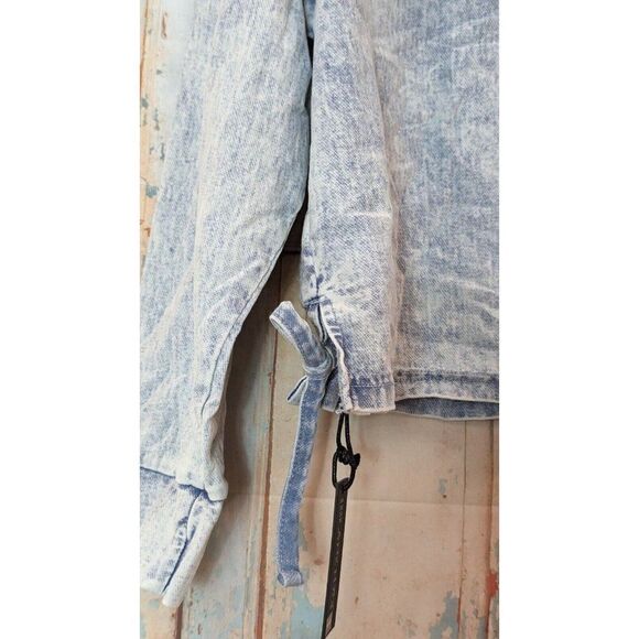 Blanknyc Womens Size M Light Blue Long Sleeve Pullover Denim Hooded Sweatshirt - Picture 7 of 11